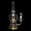 Diamond Glass Flask Inline Water Pipe - Gold - 01
