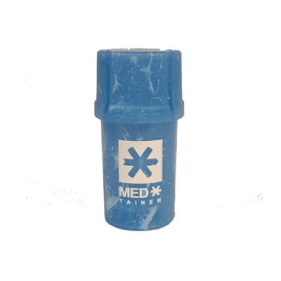 Medtainer | Storage w/ Grinder Blue Marble Swirl w/ White Medtainer | Logo - 20 Dram | Elevate Your Daily Grind with Ease