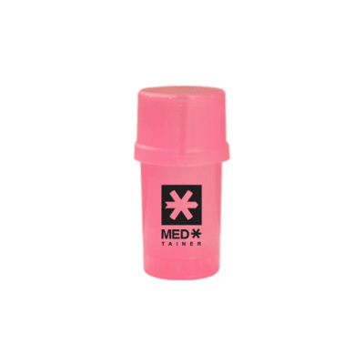 Medtainer | Storage w/ Grinder Translucent Pink w/ Black Medtainer | Logo, 20 Dram | Keep Your Grind Fresh and Easy