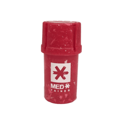Medtainer | Storage w/ Grinder Red Marble Swirl w/ White Medtainer | Logo - 20 Dram | Stylish, Smell-Proof Convenience