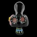 Chameleon Glass | Bone Head Dia De Muertos Glass Pipe - Onyx Black | Elevate Your Commemoration Ritual
