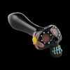 Chameleon Glass Bone Head Dia De Muertos Glass Pipe - Onyx Black | Side