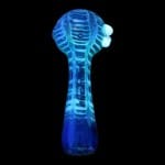 Chameleon Glass | Ash Catcher w / Pattern Glass Pipe - Glow in the Dark | Deflect Ash in Style and Glow!