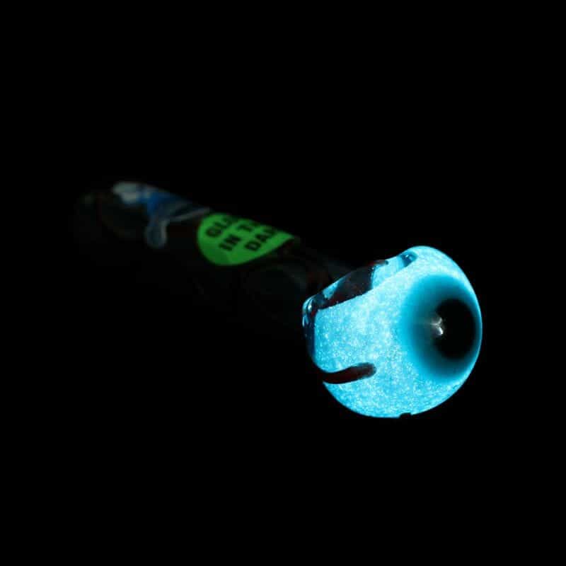Chameleon Glass Optometrist Glass Pipe - Glow in the Dark | Side View