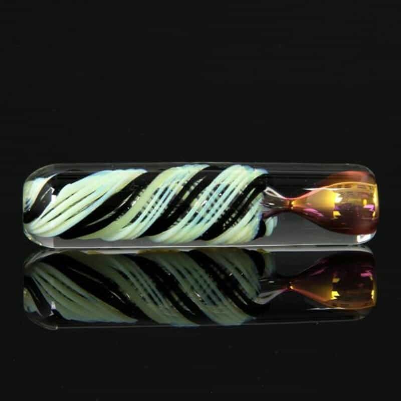 Glassheads Spiraled Out Black & Slime Green Color Changing Chillum / 1