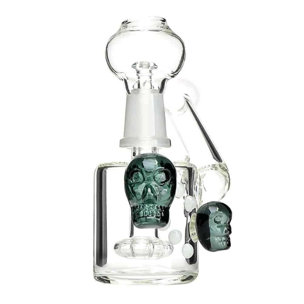 4:20 Generic Label 3.5" Skull Knocker Oil Rig 14mm - Bluish Gray