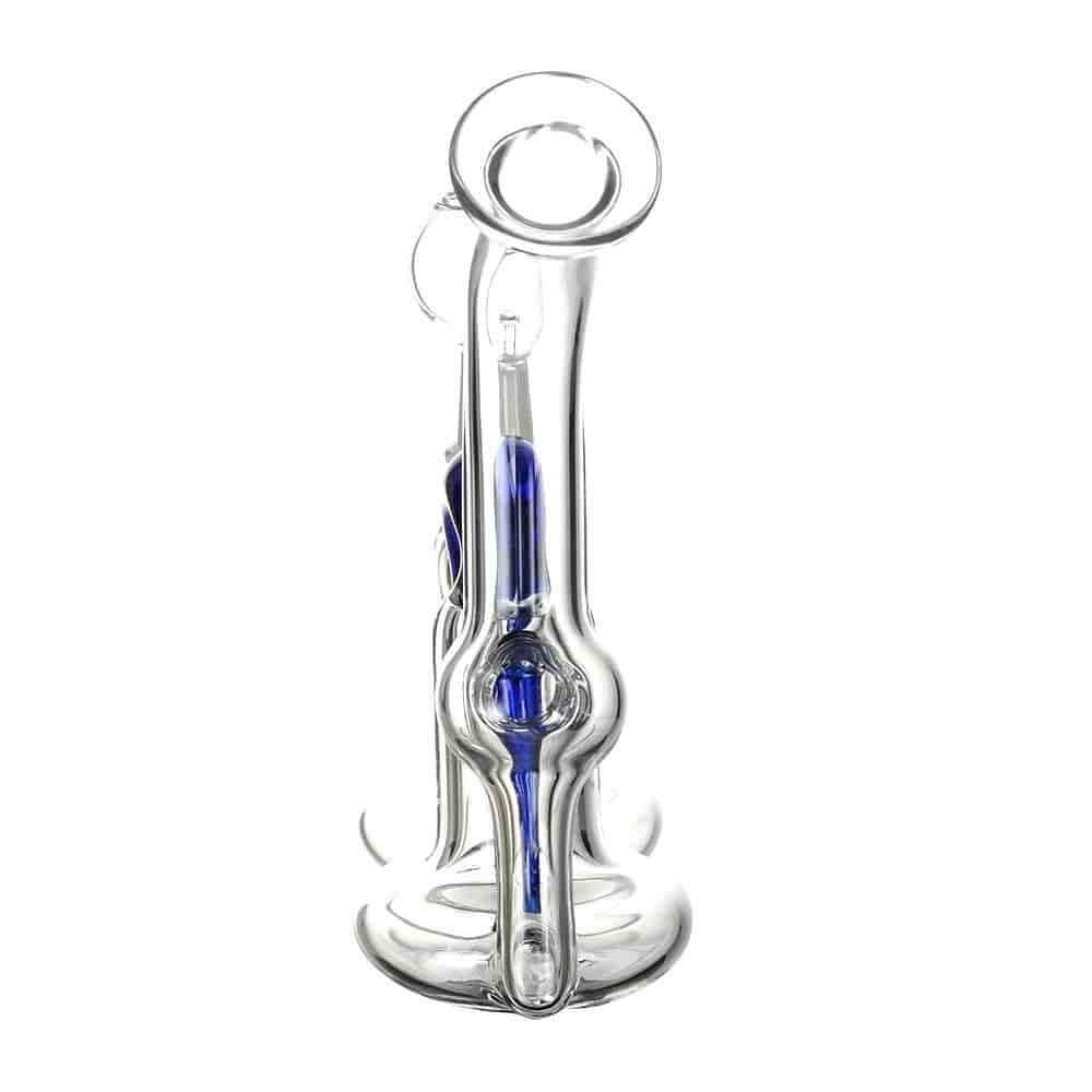4:20 Generic Label 5.5" Blue Stem Double Chamber Recycler Water Pipe 14mm / 2
