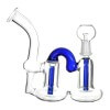 4:20 Generic Label 5.5" Blue Stem Double Chamber Recycler Water Pipe 14mm / 3