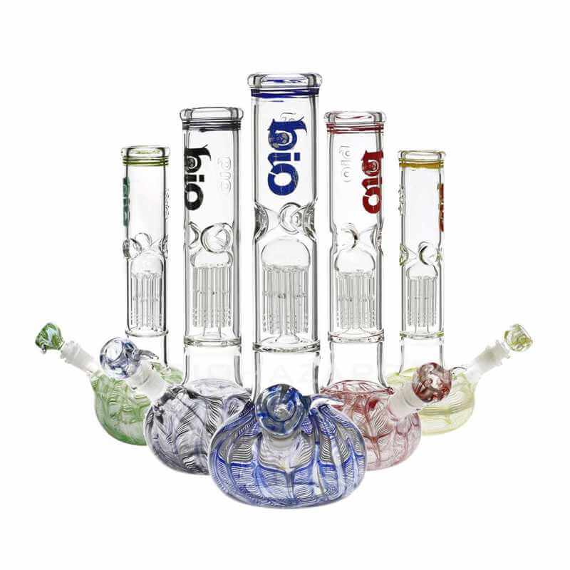 Bio 12" 50mm Flat Bubble Water Pipe - Blue Rake