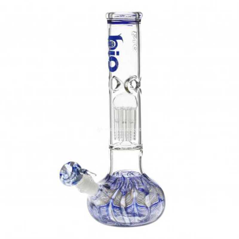 Bio 12" 50mm Flat Bubble Water Pipe - Blue Rake / 2