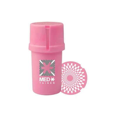 The Medtainer Storage w/ Grinder "Check Mate" Pink Marble – 20 Dram
