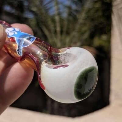 Chameleon Glass Optometrist "Eyeball" Glass Pipe - Glow in the Dark