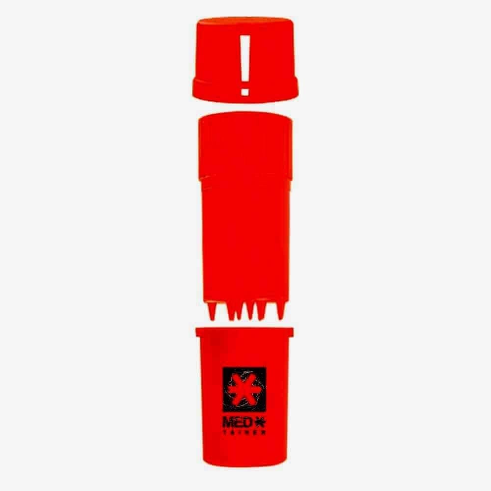 The Medtainer Storage w/ Grinder "Warped" Red - 20 Dram / 3
