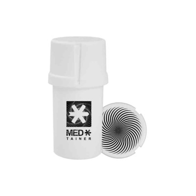 The Medtainer Storage w/ Grinder "Warped" White - 20 Dram