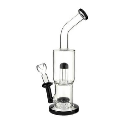 4:20 Generic Label 12" Black Double Showerhead Water Pipe - 14mm