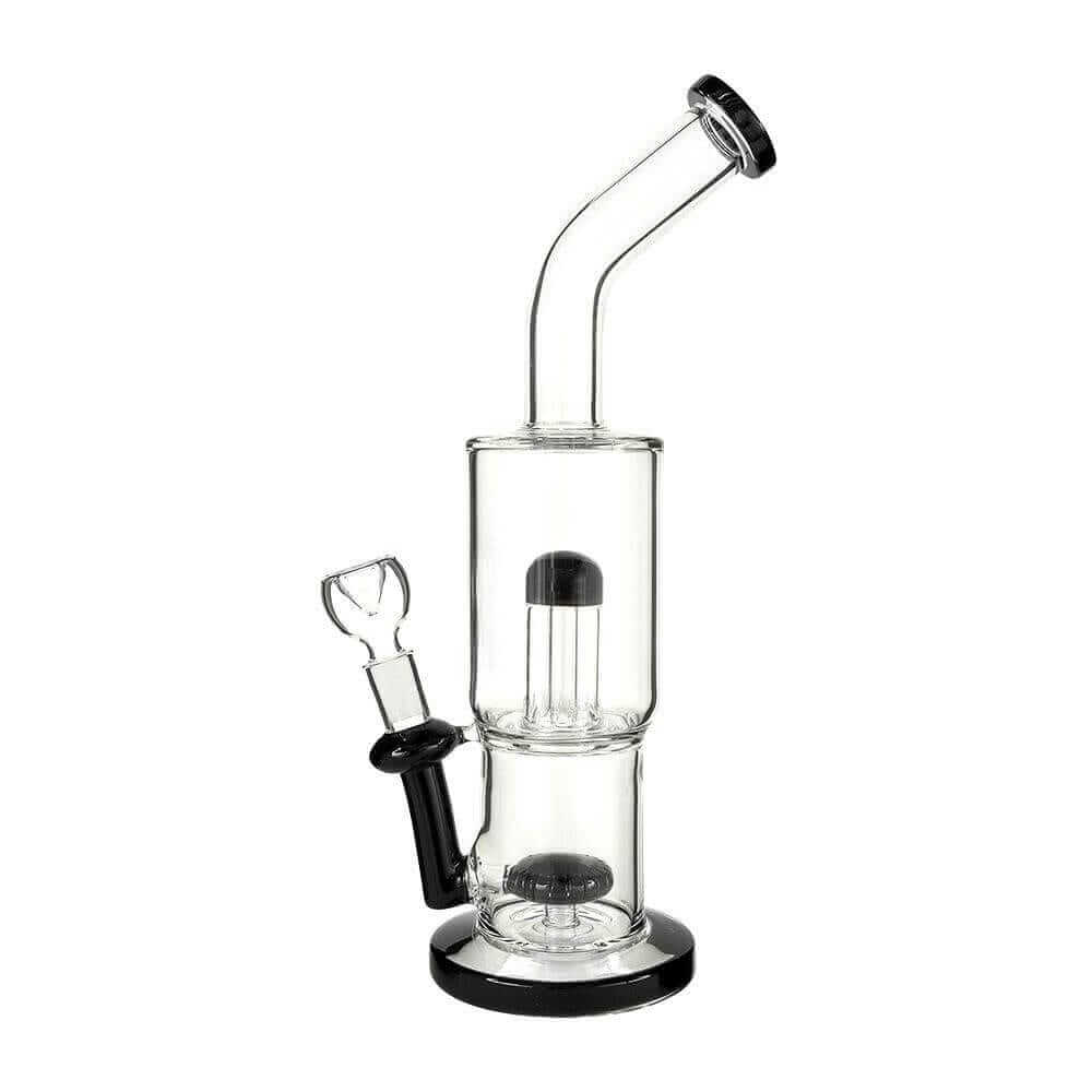4:20 Generic Label 12" Black Double Showerhead Water Pipe - 14mm