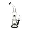 4:20 Generic Label 12" Black Double Showerhead Water Pipe - 14mm / 3