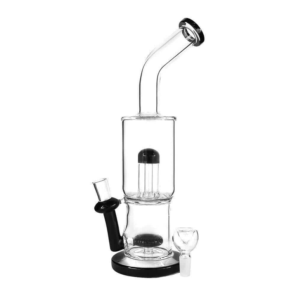 4:20 Generic Label 12" Black Double Showerhead Water Pipe - 14mm / 5