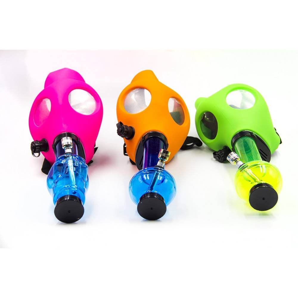 Bio Hazard Neon Gas Mask W/ Acrylic Water Pipe Set - Assorted Neon Colors