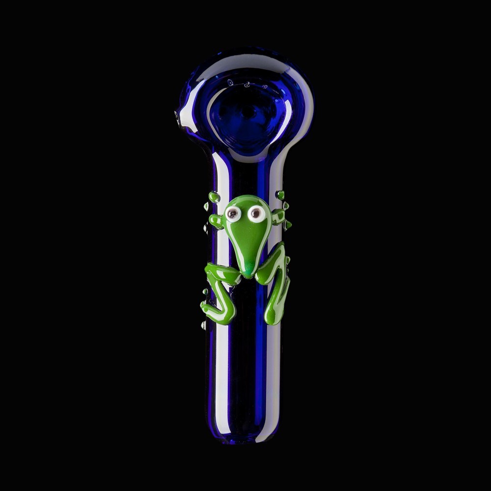 Chameleon Glass Alta Vida Frog Hand Pipe Blue