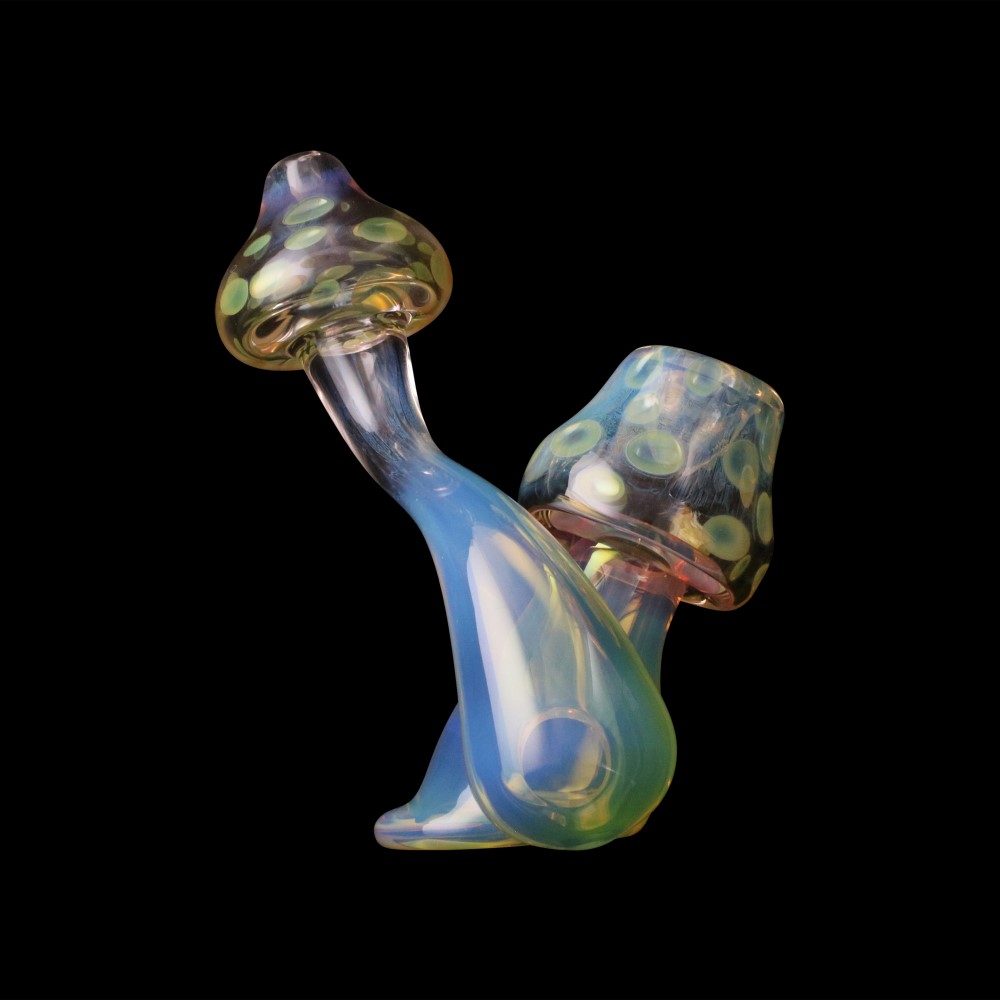 Chameleon Glass Mushroom Sculpture Fumed Hand Pipe - 2
