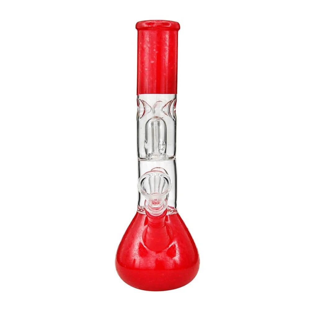 Straight Neck Double Chamber Dome Perc Beaker Water Pipe - 03