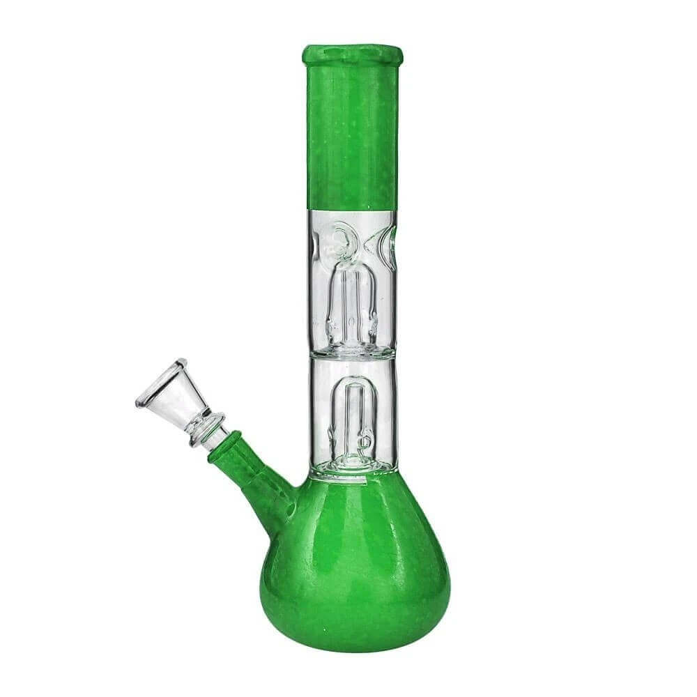 Straight Neck Double Chamber Dome Perc Beaker Water Pipe - 05
