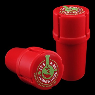 Medtainer "It's 4:20 Somewhere" Storage w/ Grinder - Red