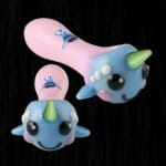 Chameleon Glass | Baby Narwhal Hand Pipe - Light Blue & Pink | The Cutest Companion for Your Collection!