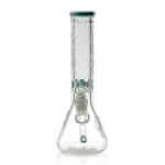 Empire Glassworks | 12" Frosty Floral Beaker - Aqua Teal | Exquisite Flower Power for Your Sessions