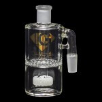 Diamond Glass | Ash Catcher 90° 14mm/14mm w/ Showerhead & Honeycomb Percs - White | Elevate Your Filtration Game in Style