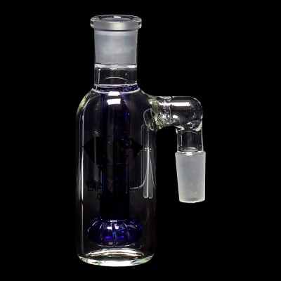 Diamond Glass Ash Catcher 90° 14mm/14mm w/ Showerhead Perc - Blue - 01