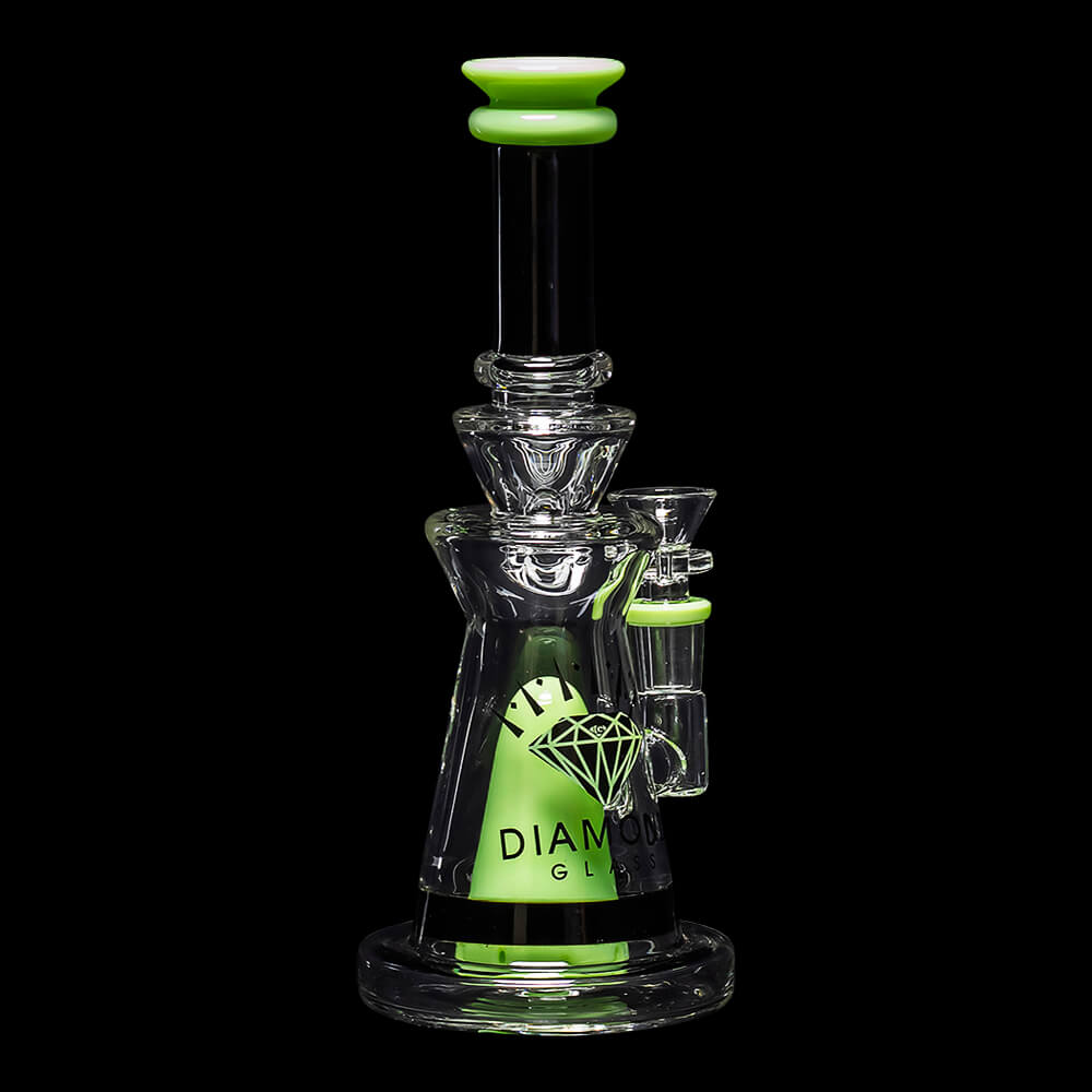 Diamond Glass Candy Corn Water Pipe - Slime Green - 06