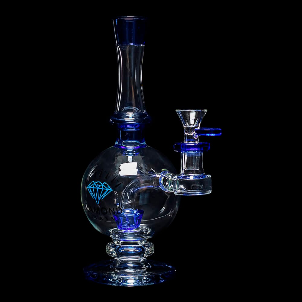 Diamond Glass Cork Water Pipe - Blue Violet - 02