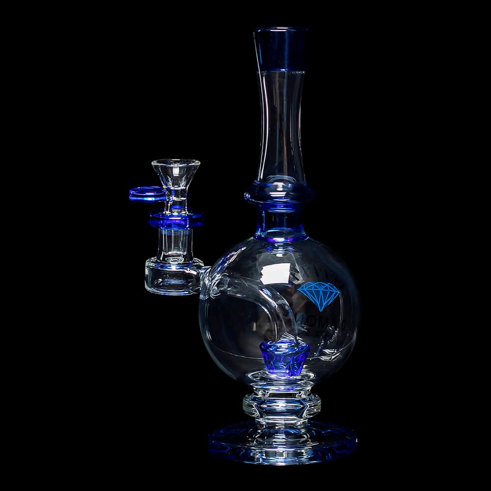 Diamond Glass Cork Water Pipe - Blue Violet - 04