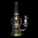 Diamond Glass | Flask Inline Water Pipe - Gold