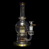 Diamond Glass Flask Inline Water Pipe - Gold - 02