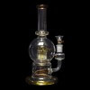 Diamond Glass Flask Inline Water Pipe - Gold - 06