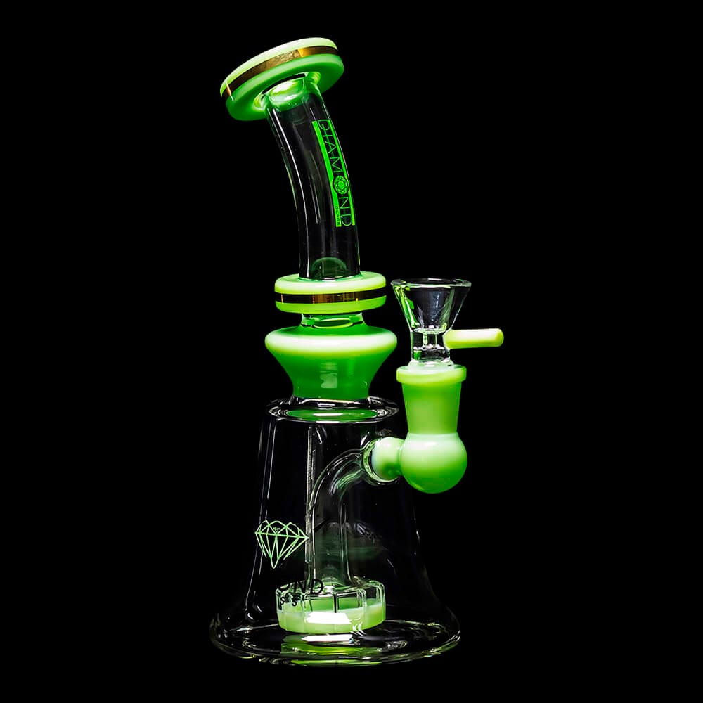 Diamond Glass Gold Ring Water Pipe - Slime Green - 02