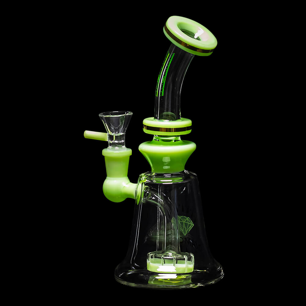 Diamond Glass Gold Ring Water Pipe - Slime Green - 03