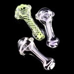 420º Below | Clear Neon Striped Glass Hand Pipe - Illuminate Your Session with Colorful Creativity