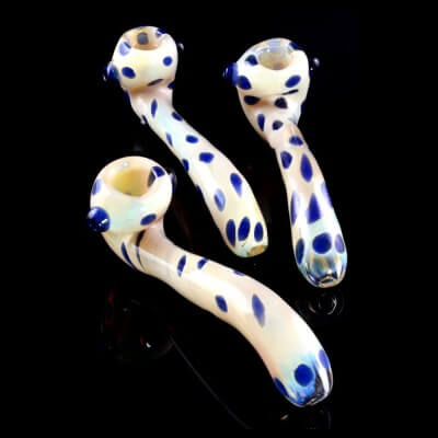 Color Changing Silver Fumed Dotted Sherlock Glass Pipe