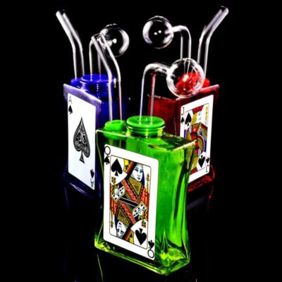 Colored Glass Poker Card Oil Burner Rig - Made in USA