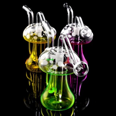 420º Below | Multicolor Small Glass Glow-In-The-Dark Mushroom Oil Burner Rig | Enchanting Glow for Your Chill Vibes