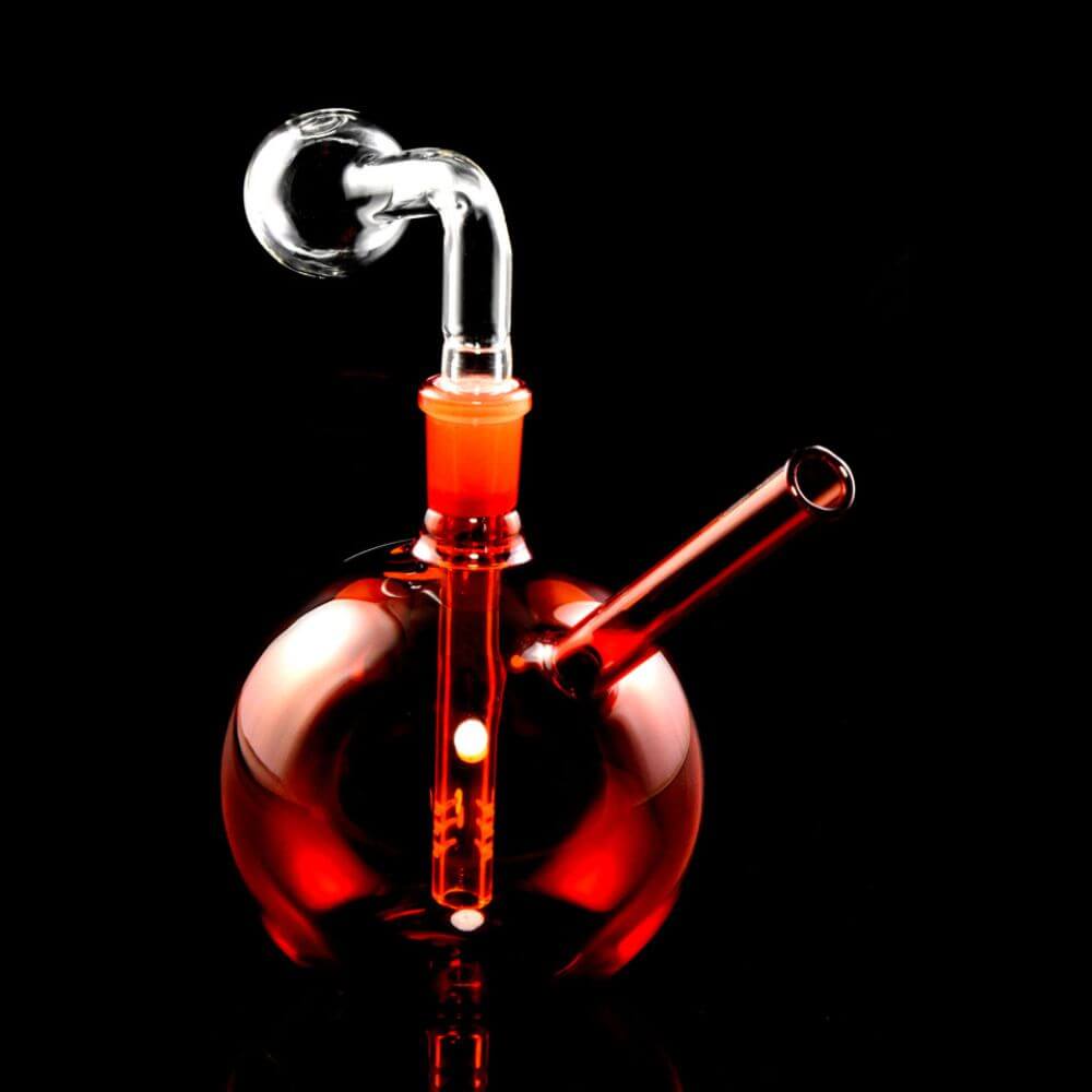 Colored Glass Round Oil Burner Rig - Orange