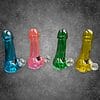 Colored Glass Oil Burner Penis Pipe Rig - 03