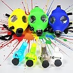 Neon Gas Mask W/ Acrylic Water Pipe Set - Assorted Neon Colors | 420º Below | Light Up Your Sessions with a Technicolor Twist