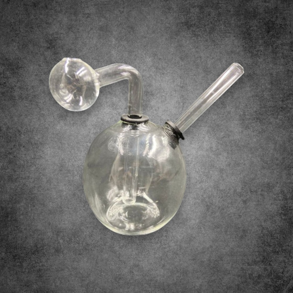 Small Round Base Clear Glass Oil Burner Rig - 02