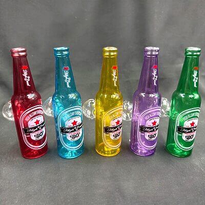 Beer Bottle Colored Glass Oil Burner Rig - 5 Pack