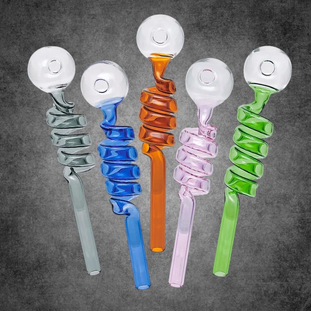 Colored Twisted Glass Oil Burner Pipe - 01